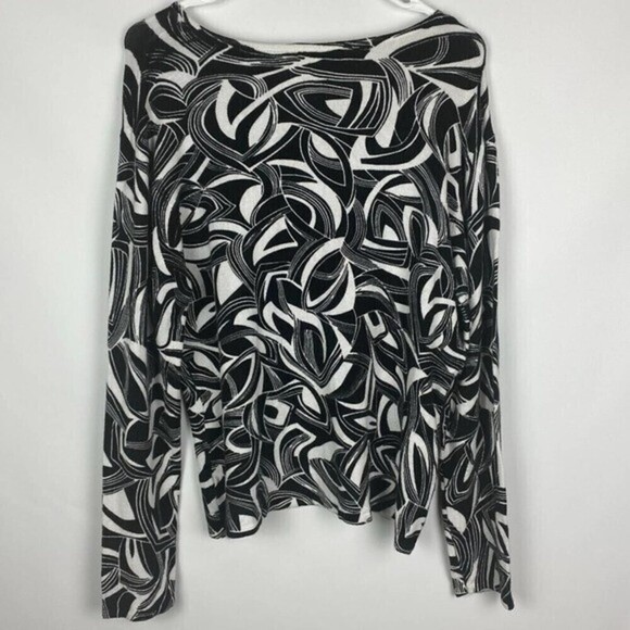Louise FD Sweater Womens Medium Black White Lightweight Pullover Beaded Top - Picture 3 of 7